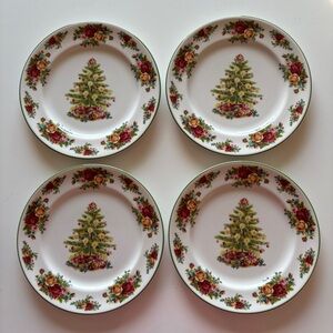 4 pc 1998 Royal Albert Old Country Roses Holiday Classic Collection Plate